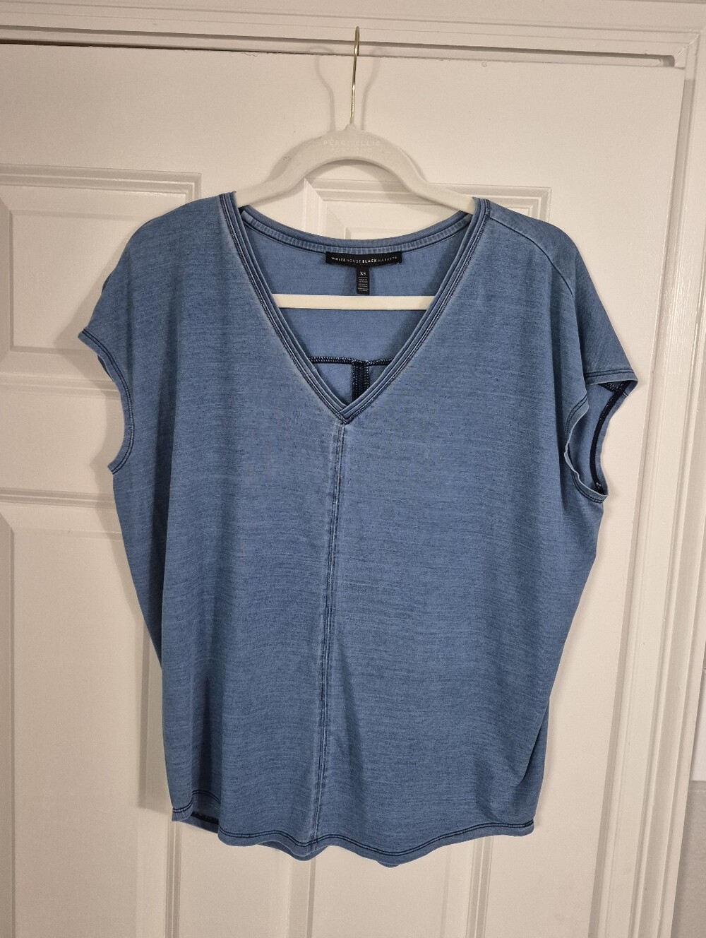 White House Black Market Blue V-neck Top- Size XS